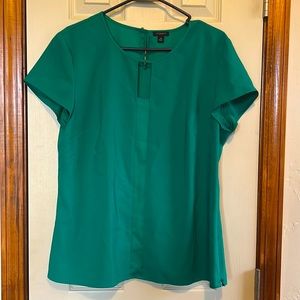Ann Taylor Green Short Sleeve Blouse - Size 14